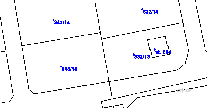 Parcela st. 843/2 v KÚ Sány, Katastrální mapa