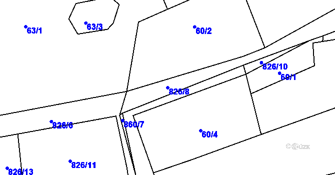 Parcela st. 826/8 v KÚ Sány, Katastrální mapa