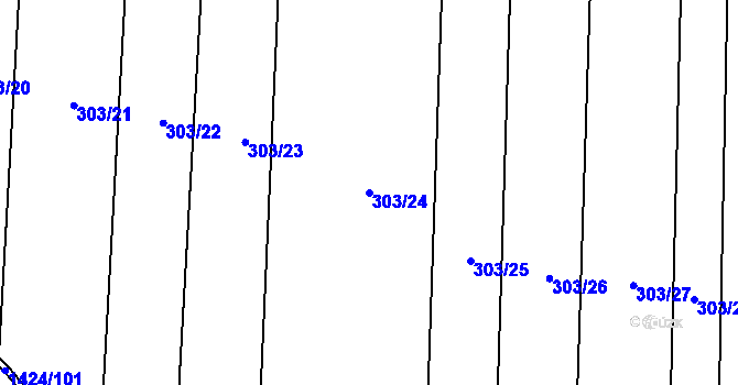 Parcela st. 303/24 v KÚ Sány, Katastrální mapa