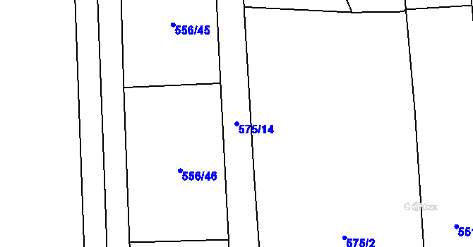 Parcela st. 575/14 v KÚ Sány, Katastrální mapa