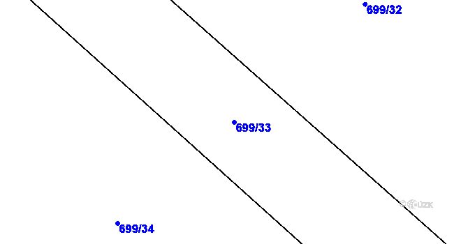 Parcela st. 699/33 v KÚ Sány, Katastrální mapa