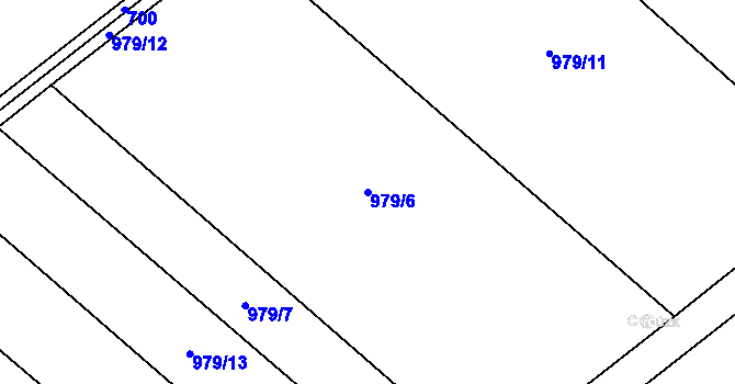 Parcela st. 979/6 v KÚ Sány, Katastrální mapa