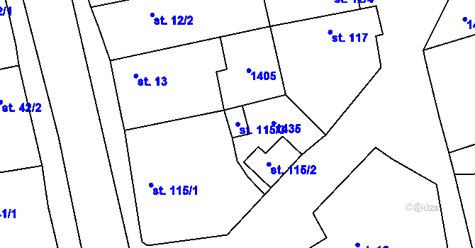 Parcela st. 115/3 v KÚ Sány, Katastrální mapa