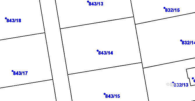 Parcela st. 843/14 v KÚ Sány, Katastrální mapa