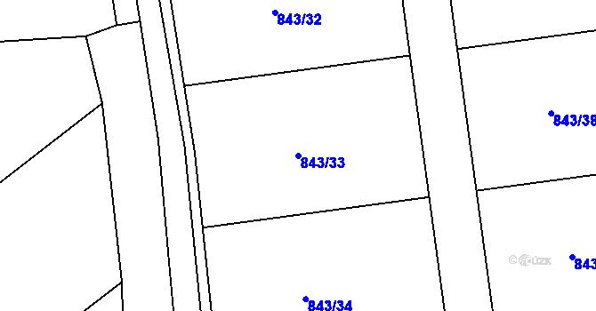 Parcela st. 843/33 v KÚ Sány, Katastrální mapa