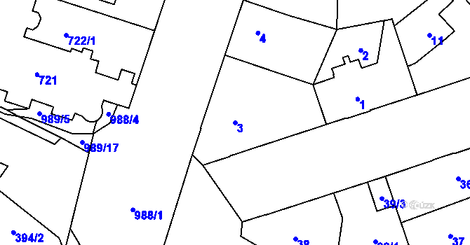 Parcela st. 3 v KÚ Satalice, Katastrální mapa