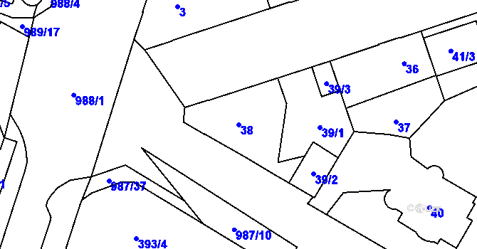 Parcela st. 38 v KÚ Satalice, Katastrální mapa