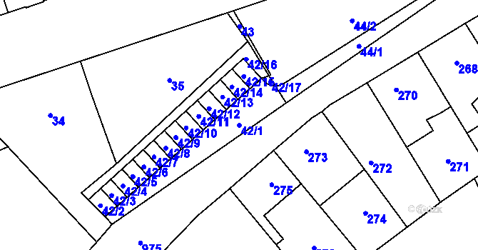 Parcela st. 42/1 v KÚ Satalice, Katastrální mapa