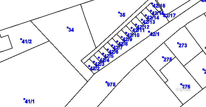 Parcela st. 42/5 v KÚ Satalice, Katastrální mapa