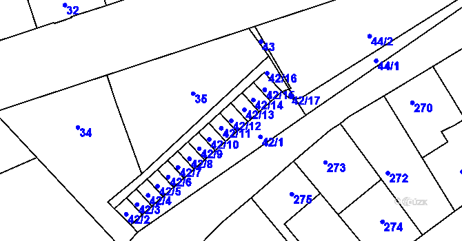 Parcela st. 42/12 v KÚ Satalice, Katastrální mapa
