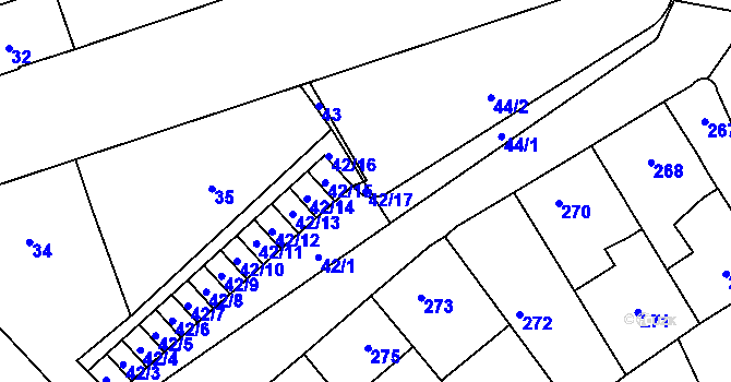 Parcela st. 42/17 v KÚ Satalice, Katastrální mapa