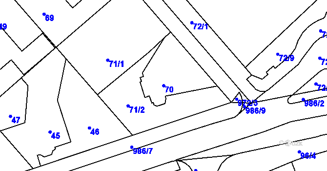 Parcela st. 70 v KÚ Satalice, Katastrální mapa