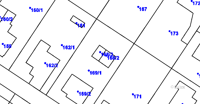 Parcela st. 168/3 v KÚ Satalice, Katastrální mapa