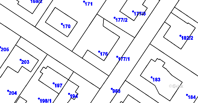 Parcela st. 176 v KÚ Satalice, Katastrální mapa