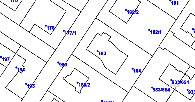 Parcela st. 183 v KÚ Satalice, Katastrální mapa