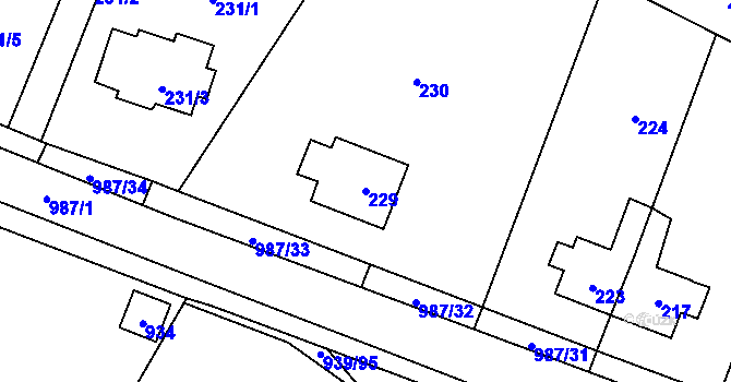 Parcela st. 229 v KÚ Satalice, Katastrální mapa