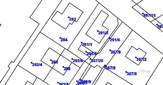 Parcela st. 291/1 v KÚ Satalice, Katastrální mapa