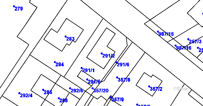 Parcela st. 291/2 v KÚ Satalice, Katastrální mapa