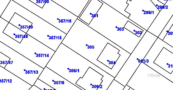 Parcela st. 305 v KÚ Satalice, Katastrální mapa