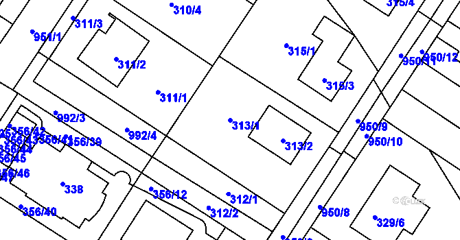 Parcela st. 313/1 v KÚ Satalice, Katastrální mapa