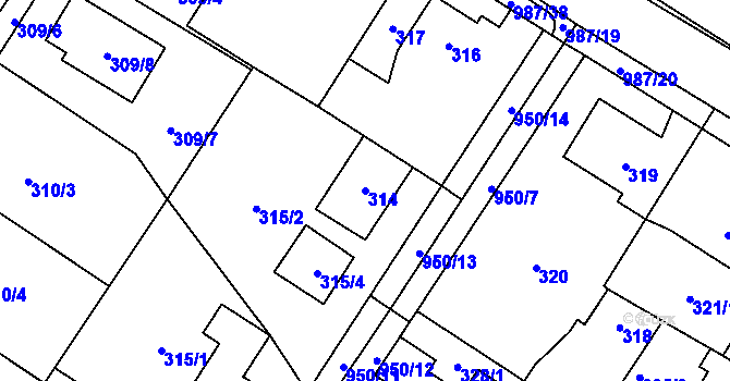 Parcela st. 314 v KÚ Satalice, Katastrální mapa