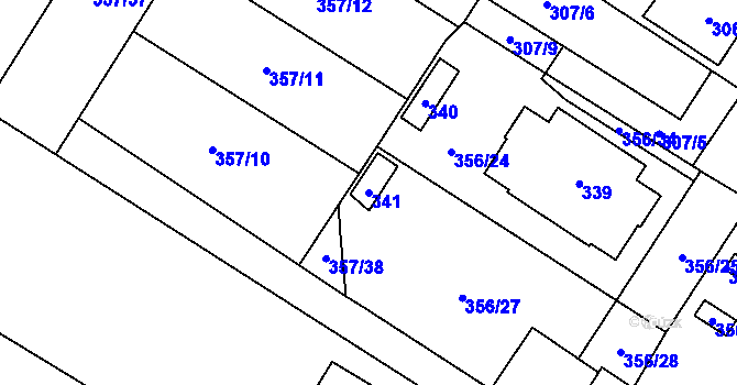 Parcela st. 341 v KÚ Satalice, Katastrální mapa