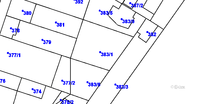 Parcela st. 383/1 v KÚ Satalice, Katastrální mapa
