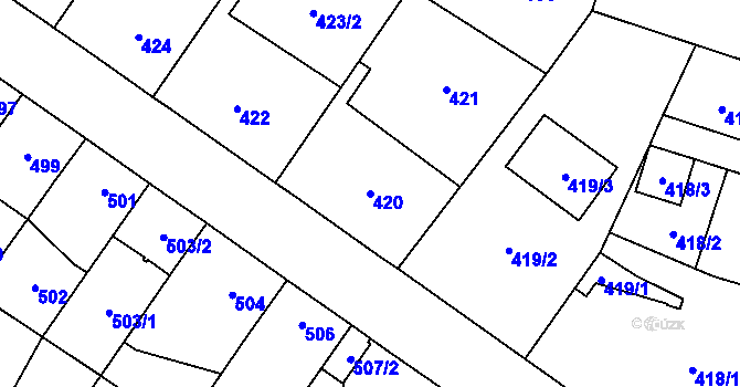Parcela st. 420 v KÚ Satalice, Katastrální mapa