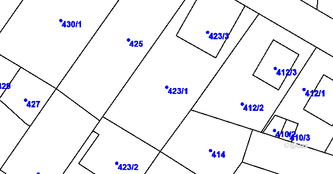 Parcela st. 423/1 v KÚ Satalice, Katastrální mapa