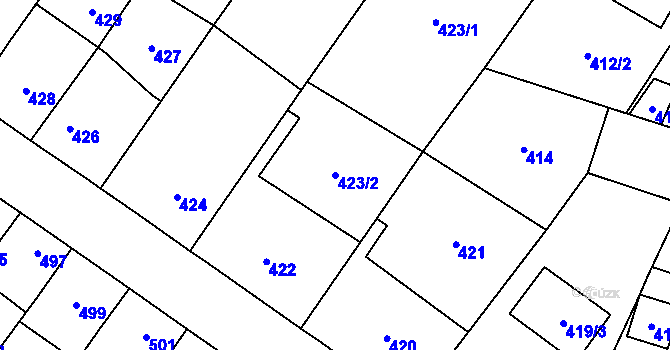 Parcela st. 423/2 v KÚ Satalice, Katastrální mapa