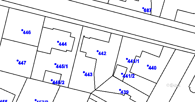 Parcela st. 442 v KÚ Satalice, Katastrální mapa