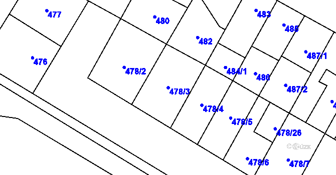 Parcela st. 478/3 v KÚ Satalice, Katastrální mapa