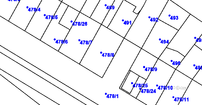 Parcela st. 478/8 v KÚ Satalice, Katastrální mapa