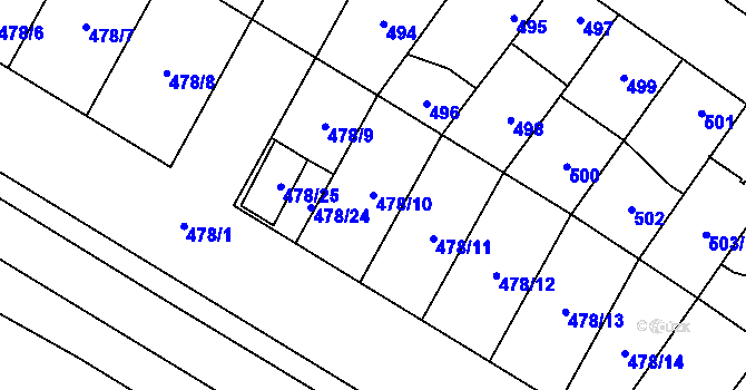 Parcela st. 478/10 v KÚ Satalice, Katastrální mapa