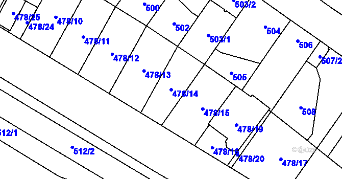 Parcela st. 478/14 v KÚ Satalice, Katastrální mapa