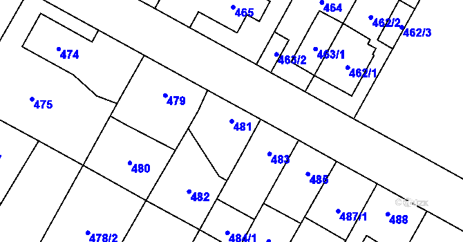 Parcela st. 481 v KÚ Satalice, Katastrální mapa