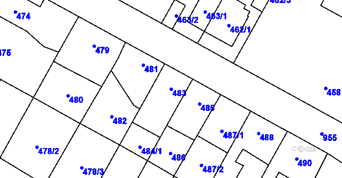 Parcela st. 483 v KÚ Satalice, Katastrální mapa