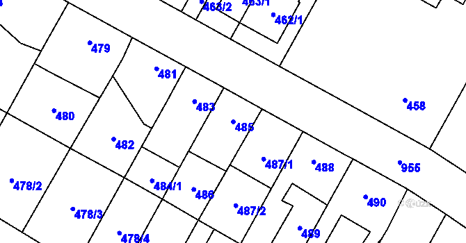 Parcela st. 485 v KÚ Satalice, Katastrální mapa