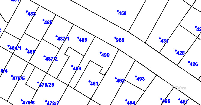 Parcela st. 490 v KÚ Satalice, Katastrální mapa