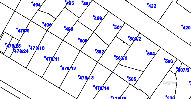 Parcela st. 502 v KÚ Satalice, Katastrální mapa