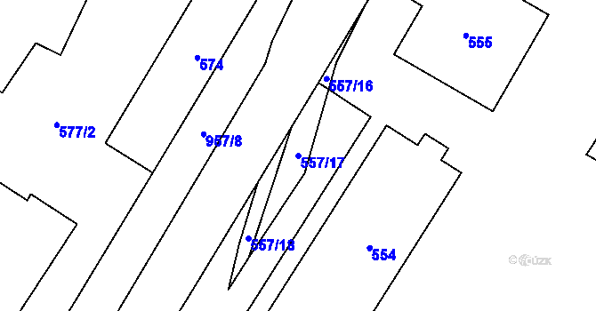 Parcela st. 557/17 v KÚ Satalice, Katastrální mapa