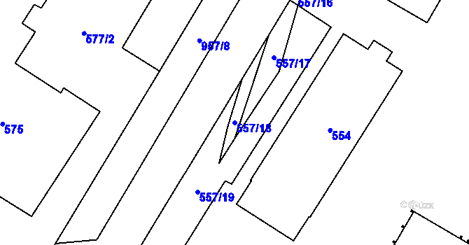 Parcela st. 557/18 v KÚ Satalice, Katastrální mapa