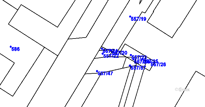 Parcela st. 557/22 v KÚ Satalice, Katastrální mapa