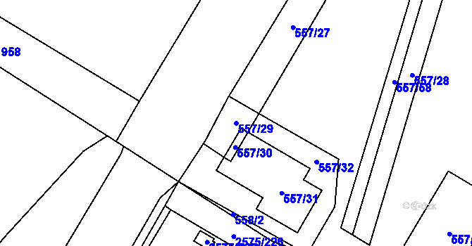 Parcela st. 557/29 v KÚ Satalice, Katastrální mapa