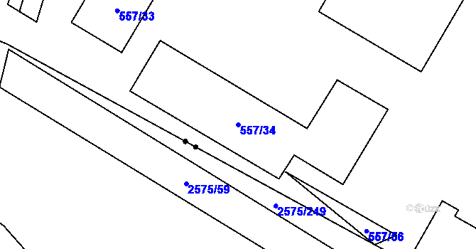 Parcela st. 557/34 v KÚ Satalice, Katastrální mapa