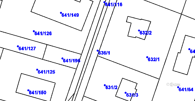 Parcela st. 636/1 v KÚ Satalice, Katastrální mapa