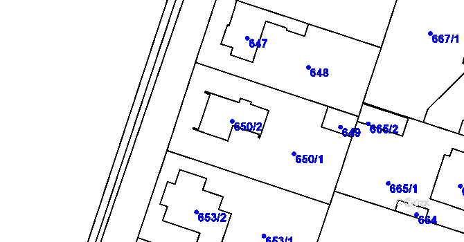 Parcela st. 650/2 v KÚ Satalice, Katastrální mapa