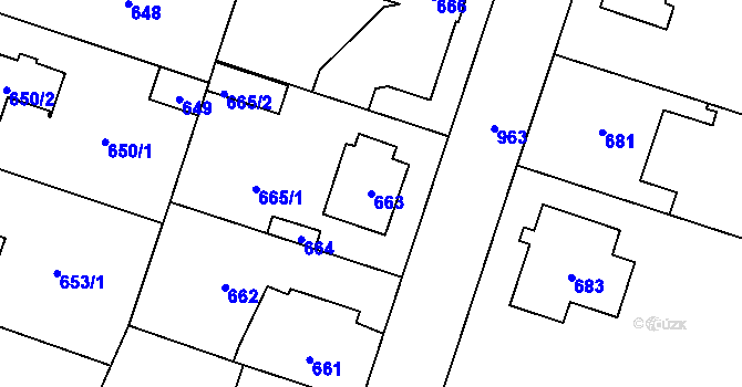 Parcela st. 663 v KÚ Satalice, Katastrální mapa