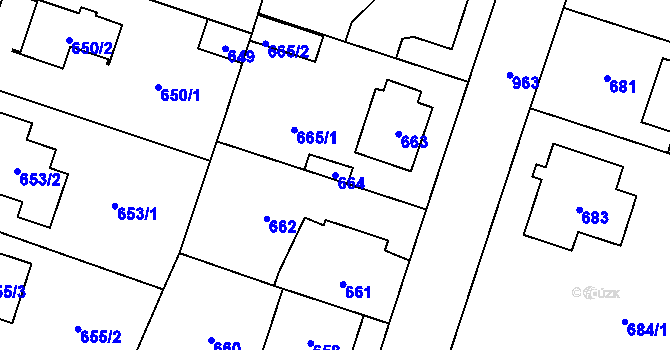 Parcela st. 664 v KÚ Satalice, Katastrální mapa