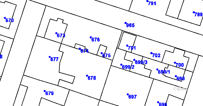 Parcela st. 675 v KÚ Satalice, Katastrální mapa
